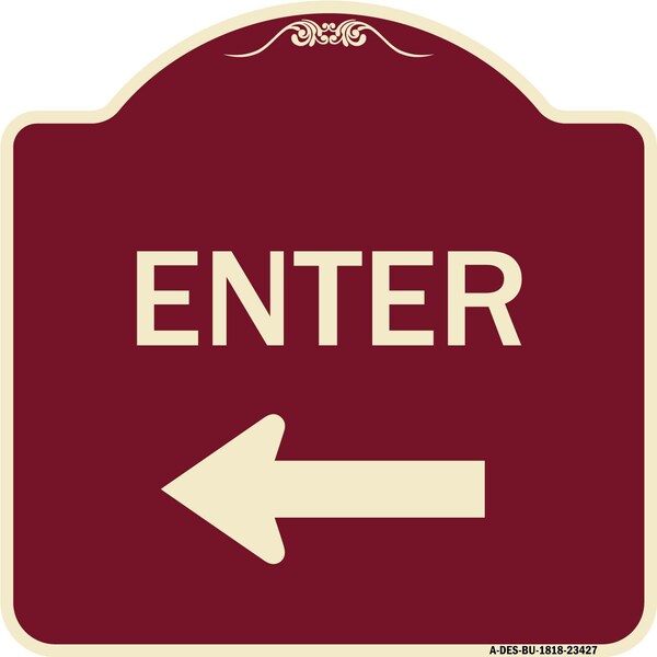 Parking Lot Enter Left Arrow Heavy-Gauge Aluminum Architectural Sign, 18" x 18", BU-1818-23427